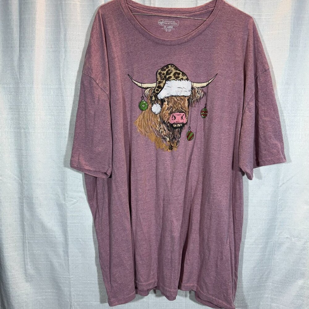 Women's Pink Short sleeve Christmas T-shirt